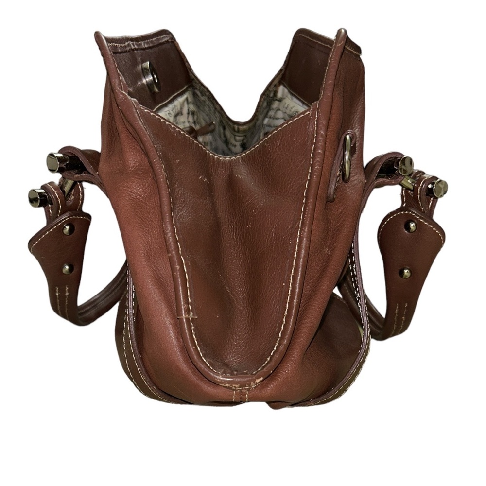 Barr + Barr Brown Leather Handbag Satchel Purse - Picture 6 of 16